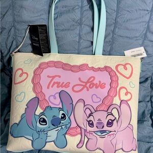 Loungefly Disney Stitch & Angel True Love Tote Bag NWT